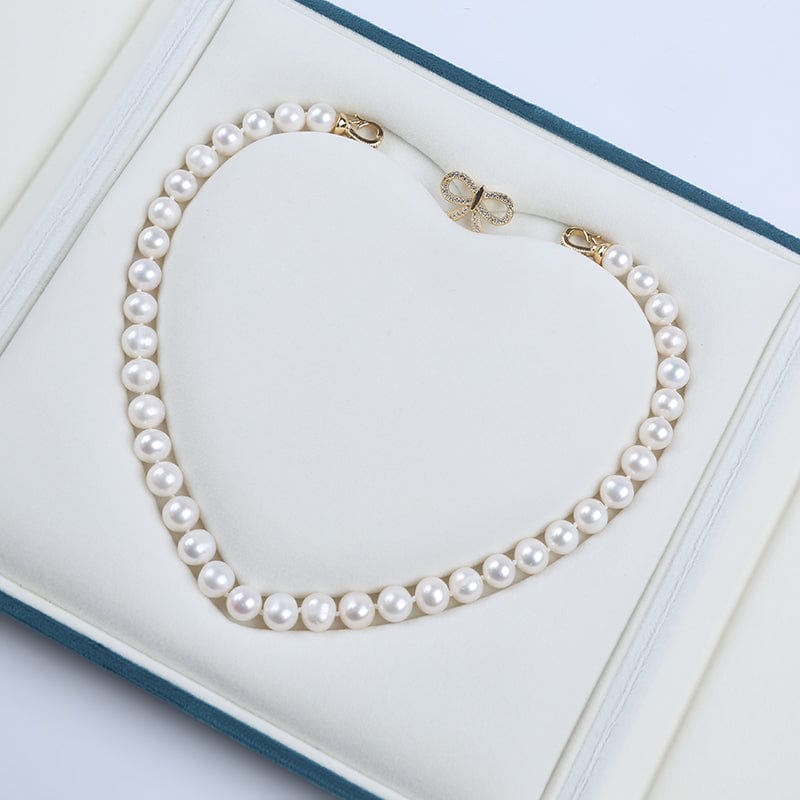 Ferskvandsperler Halskæde – Grade AA (9 - 10mm, 41cm) - Uniq Perler - 123112