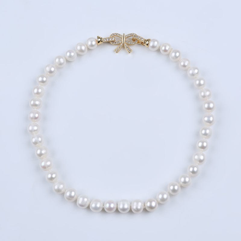 Ferskvandsperler Halskæde – Grade AA (9 - 10mm, 41cm) - Uniq Perler - 123112