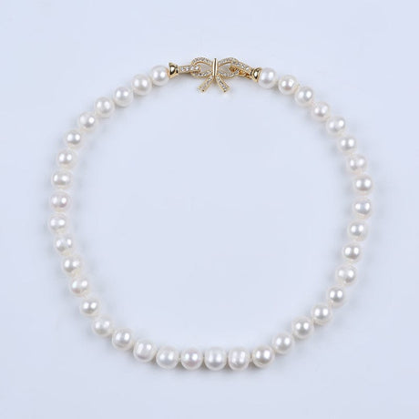 Ferskvandsperler Halskæde – Grade AA (9 - 10mm, 41cm) - Uniq Perler - 123112