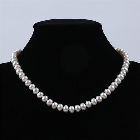 Ferskvandsperler Halskæde og Ørestikkere – Grade AA (6mm, 41cm) - Uniq Perler - 148923