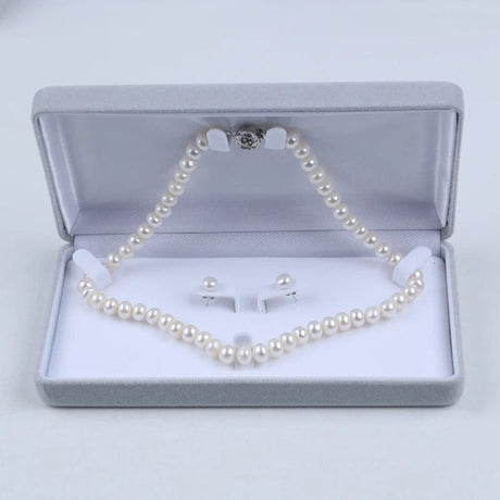 Ferskvandsperler Halskæde og Ørestikkere – Grade AA (6mm, 41cm) - Uniq Perler - 148923