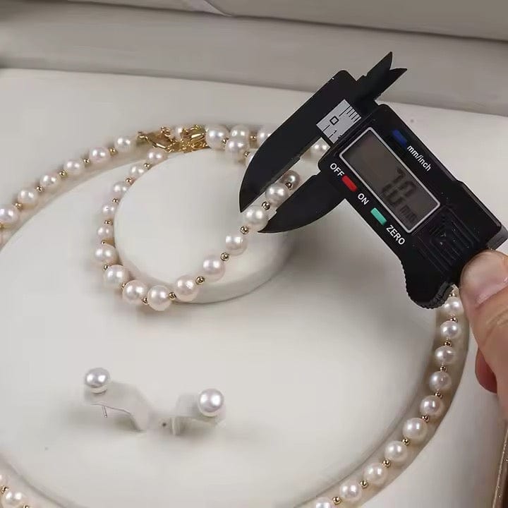 Ferskvandsperler Halskæde Og Ørestikkere – Grade AA (PREMIUM) - Uniq Perler - 111220