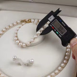 Ferskvandsperler Halskæde Og Ørestikkere – Grade AA (PREMIUM) - Uniq Perler - 111220