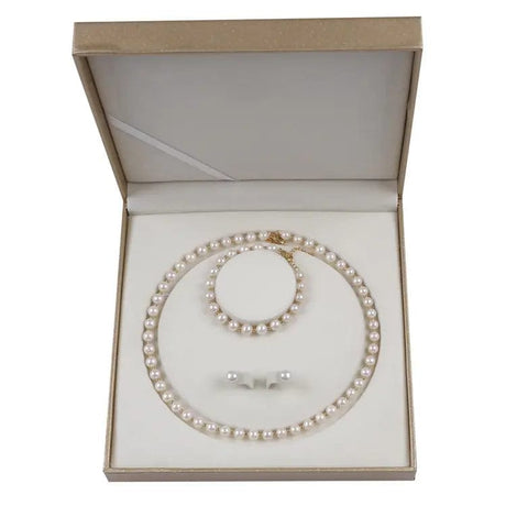 Ferskvandsperler Halskæde Og Ørestikkere – Grade AA (PREMIUM) - Uniq Perler - 111220