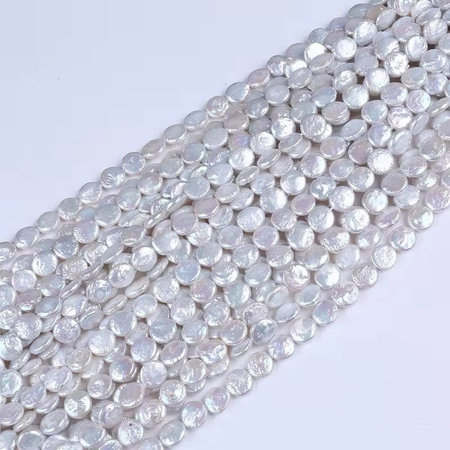 Ferskvandsperler – Hvid, Barok Coin (11x12mm) Grade AA - Uniq Perler - 744678