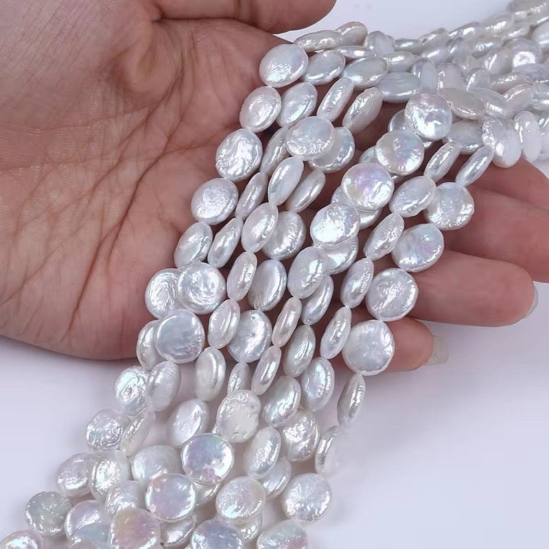 Ferskvandsperler – Hvid, Barok Coin (11x12mm) Grade AA - Uniq Perler - 744678