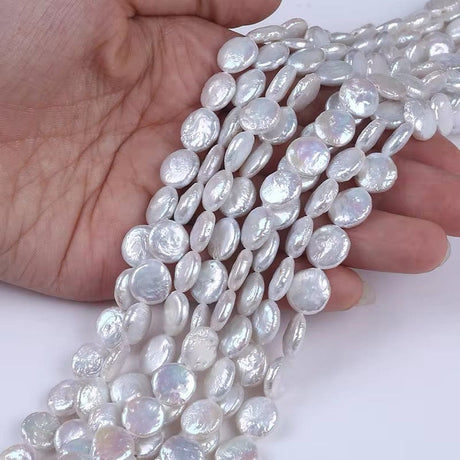 Ferskvandsperler – Hvid, Barok Coin (11x12mm) Grade AA - Uniq Perler - 744678