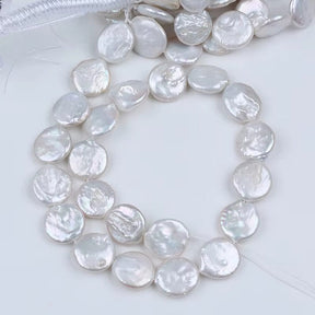 Freshwater pearls – White, Baroque Coin (16x18mm), Grade AA - Uniq Perler - 064306