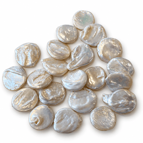 Ferskvandsperler – Hvid, Barok Coin (17-20x 17,2mm), Grade AA 1 stk. - Uniq Perler - 117863