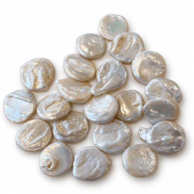 Ferskvandsperler – Hvid, Barok Coin (17-20x 17,2mm), Grade AA 1 stk. - Uniq Perler - 117863