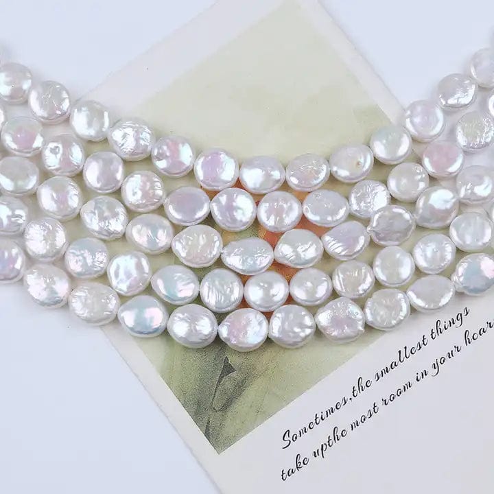 Ferskvandsperler – Hvid, Barok Coin, Grade A (10 - 11mm) - Uniq Perler - 865445566