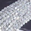 Ferskvandsperler – Hvid, Barok Let Oval Coin (14x15mm), Grade AA - Uniq Perler - 160699