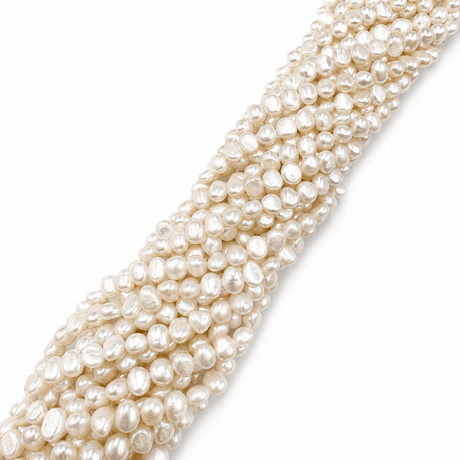 Ferskvandsperler – Hvid, Nugget, Grade A+ (4,5 - 5,5 x 6 - 7mm) - Uniq Perler - 95578