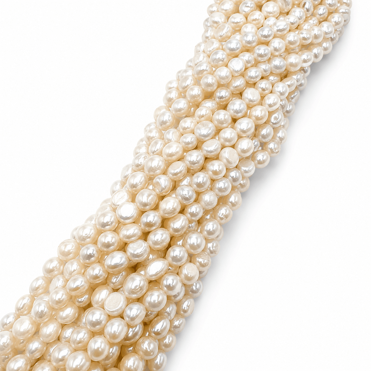 Ferskvandsperler – Hvid, Nugget, Grade A (6 - 8 x 6 - 6,5mm) - Uniq Perler - 122260