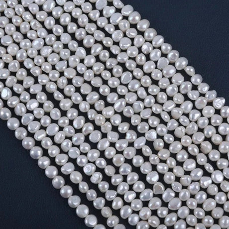Ferskvandsperler – Hvid, Nugget, Grade A+ (6x7mm) - Uniq Perler - 115388