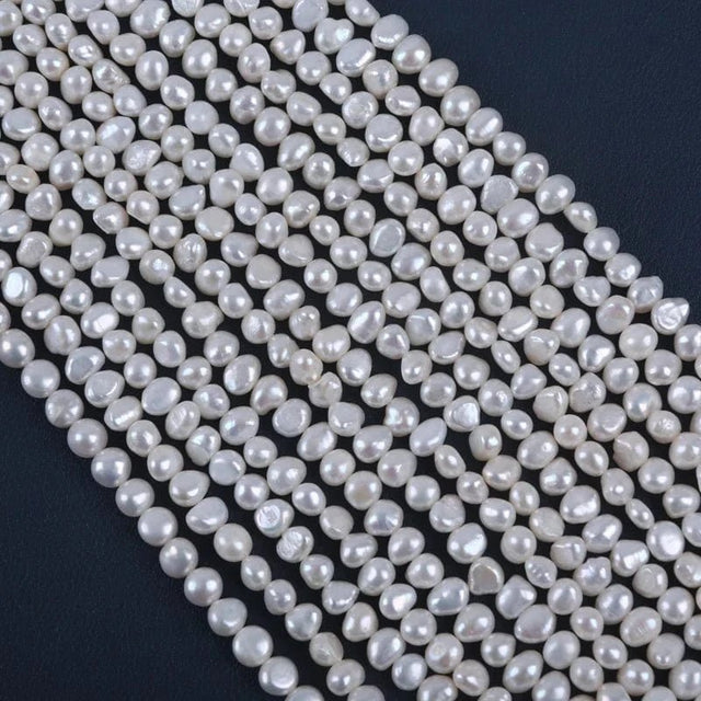 Ferskvandsperler – Hvid, Nugget, Grade A+ (6x7mm) - Uniq Perler - 115388