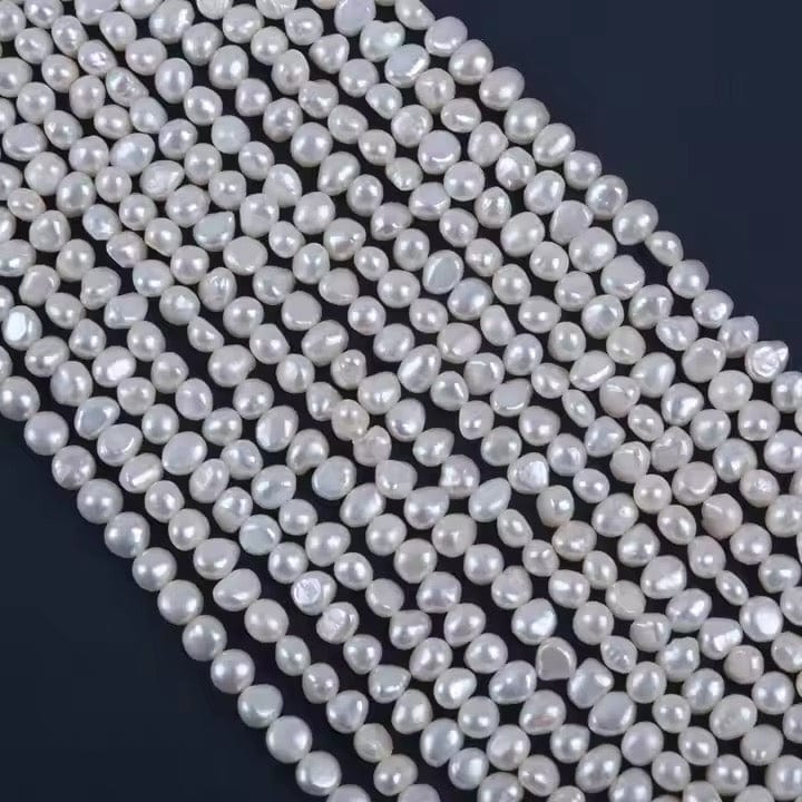 Ferskvandsperler – Hvid, Nuggets, Grade A (6x7mm) - Uniq Perler - 1111490412