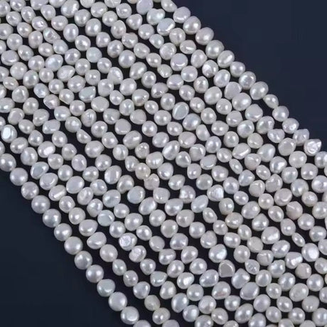 Ferskvandsperler – Hvid, Nuggets, Grade A (6x7mm) - Uniq Perler - 1111490412