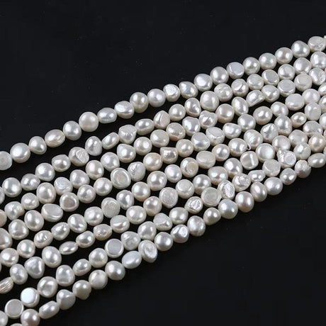 Ferskvandsperler – Hvid, Nuggets, Grade A (6x7mm) - Uniq Perler - 1111490412