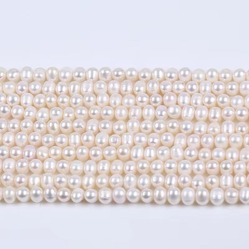 Ferskvandsperler – Hvid, Potato (6x7mm) Grade AA - Uniq Perler - 7545678