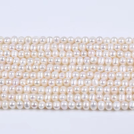 Ferskvandsperler – Hvid, Potato (6x7mm) Grade AA - Uniq Perler - 7545678