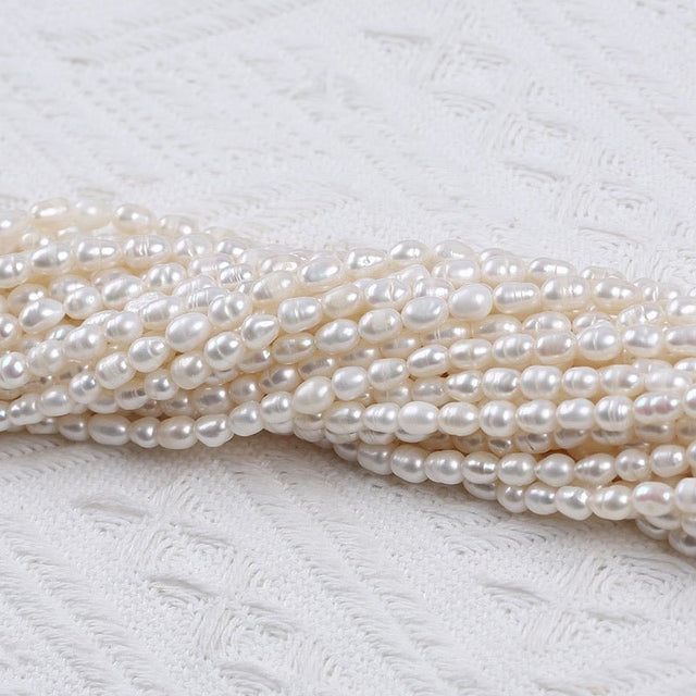 Ferskvandsperler – Hvid, Rice, Grade A (4 - 5 mm) - Uniq Perler - 122263