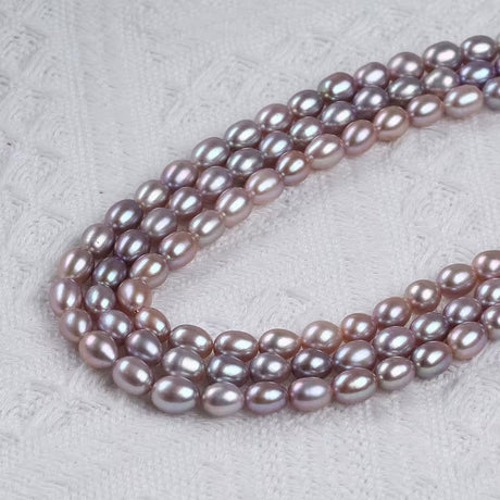 Ferskvandsperler – Lilla, Grade AA (7x8mm) - Uniq Perler - 445999