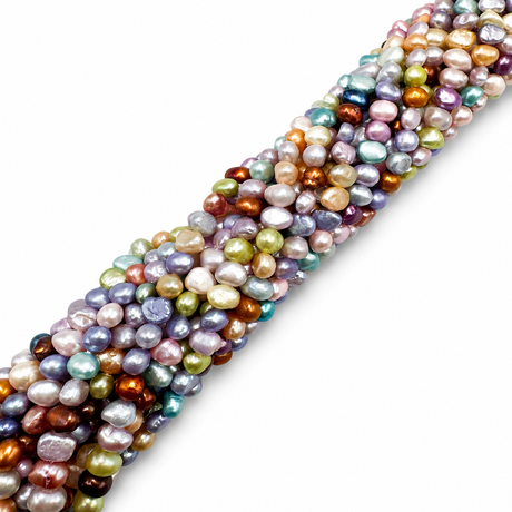 Ferskvandsperler – Multi Farvet, Nugget (4 - 5,5x6mm) - Uniq Perler - 122280