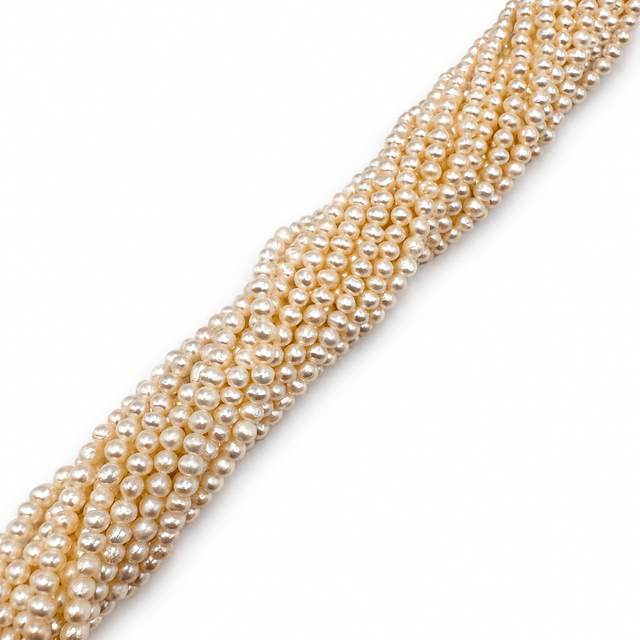 Ferskvandsperler – Næsten Hvid, Potato (3 - 3,5x4 - 4,5mm) Grade A - Uniq Perler - 122270