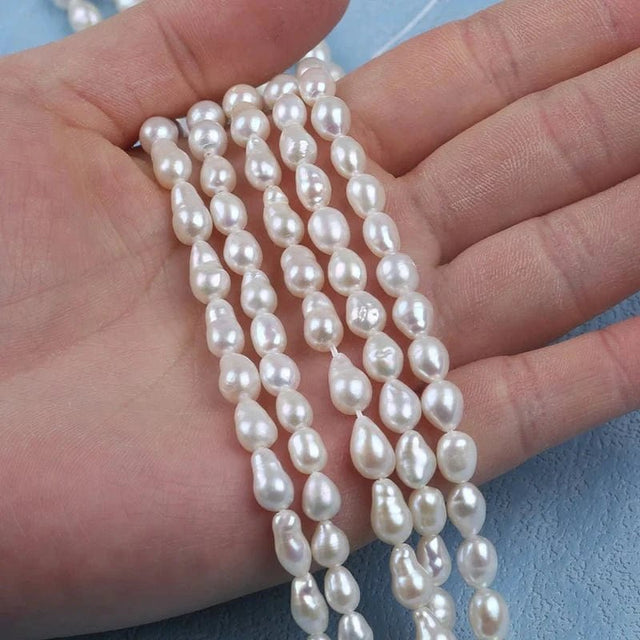 Ferskvandsperler Nugget/Dråbeform - Grade AA (Hvid, 5 - 7mm) - Uniq Perler - 115387