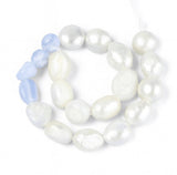 Ferskvandsperler Og Blue Lace Agat – Nuggets/Chips (8,5-6,8mm) - Uniq Perler - 115729
