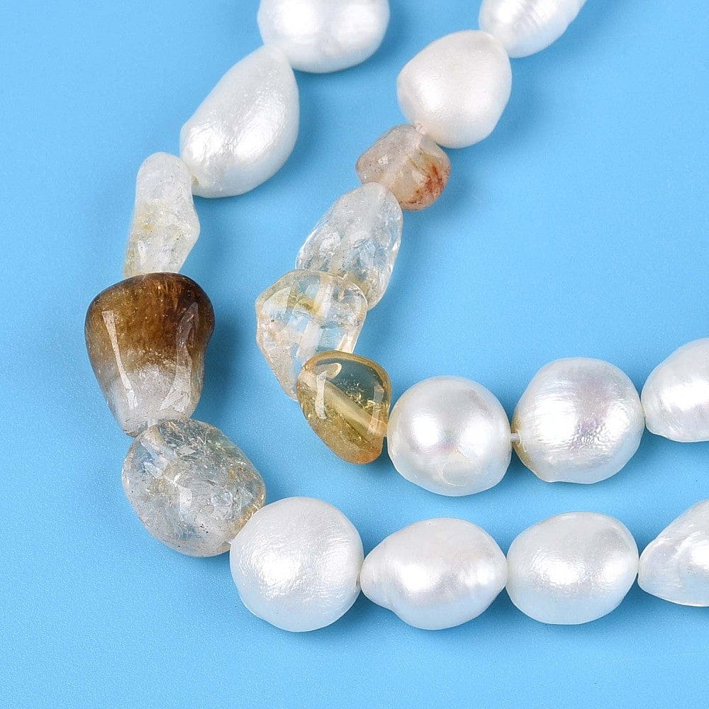 Ferskvandsperler Og Citrin – Nuggets/Chips (4 - 13mm) - Uniq Perler - 115811