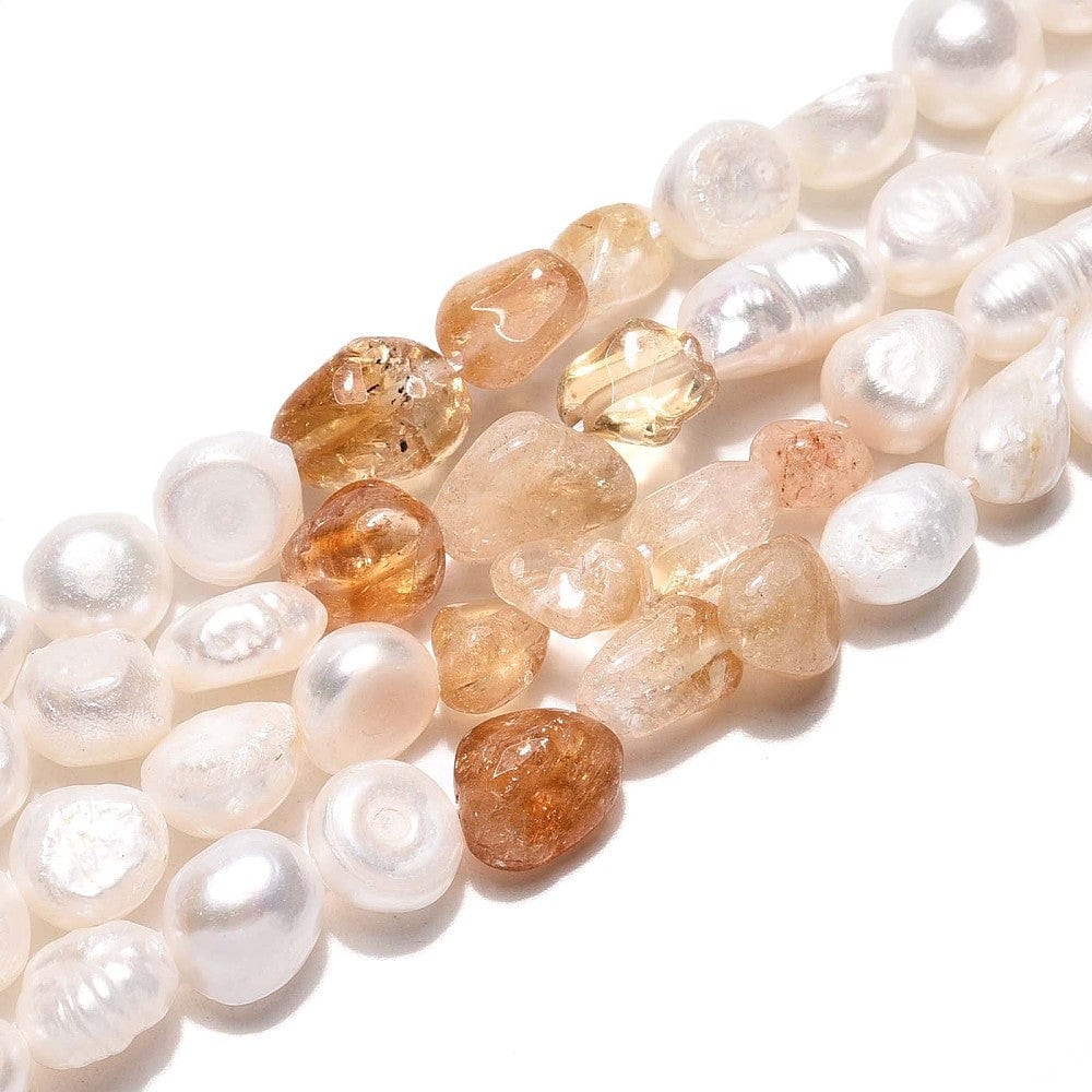 Ferskvandsperler Og Citrin – Nuggets/Chips (4 - 13mm) - Uniq Perler - 115811