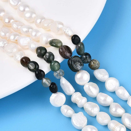 Ferskvandsperler Og Indian Agat – Nuggets/Chips (4 - 13mm) - Uniq Perler - 680884