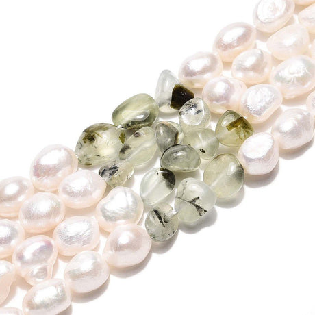 Ferskvandsperler Og Prehnit – Nuggets/Chips (5 - 12 mm) - Uniq Perler - 