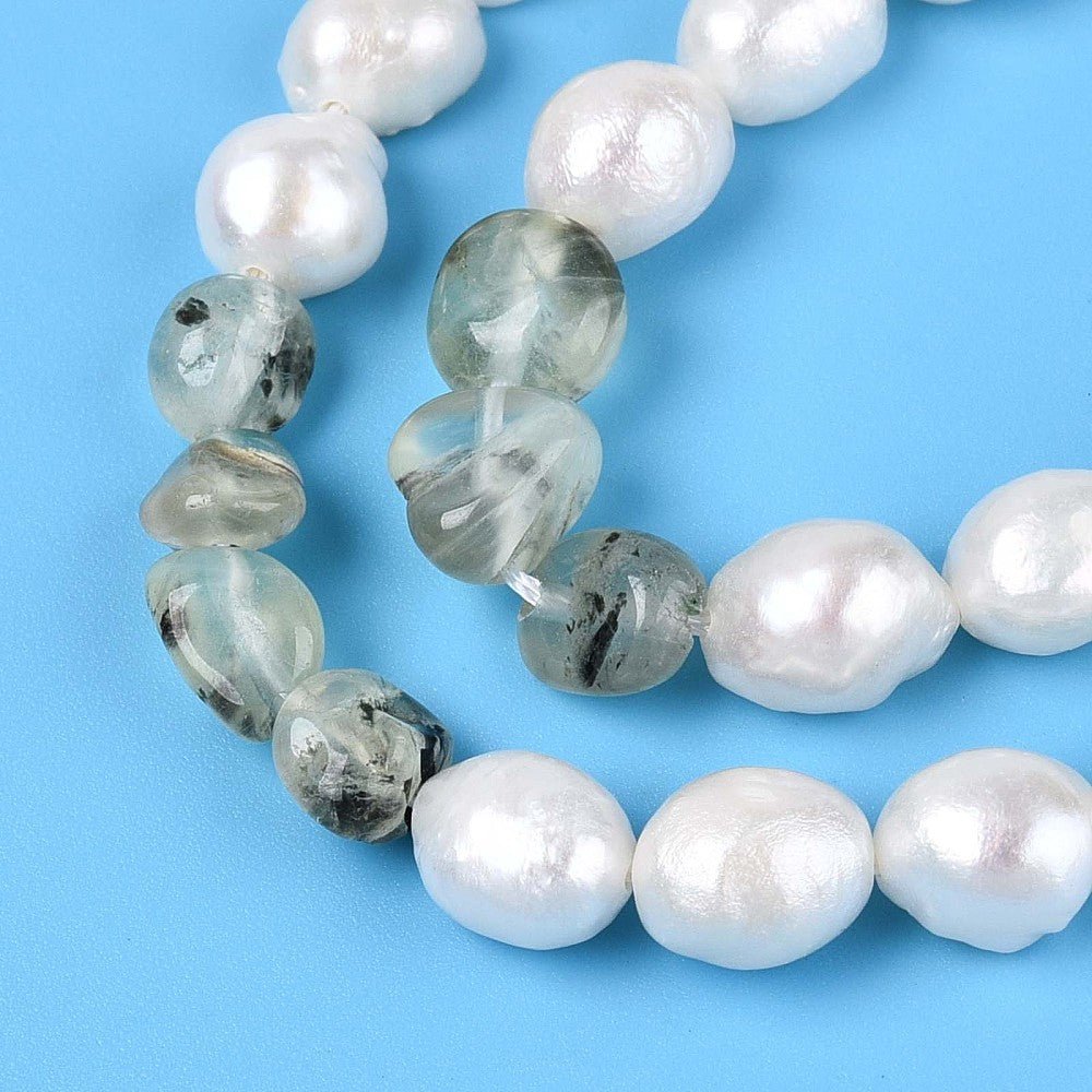 Ferskvandsperler Og Prehnit – Nuggets/Chips (5 - 12 mm) - Uniq Perler - 