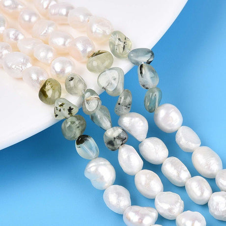 Ferskvandsperler Og Prehnit – Nuggets/Chips (5 - 12 mm) - Uniq Perler - 