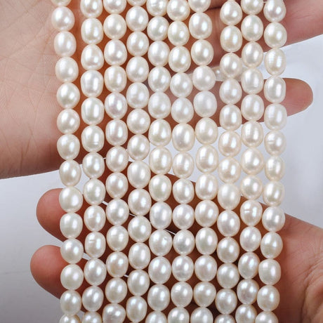 Ferskvandsperler – Rice, (8x9mm), Grade AAA - Uniq Perler - 754578