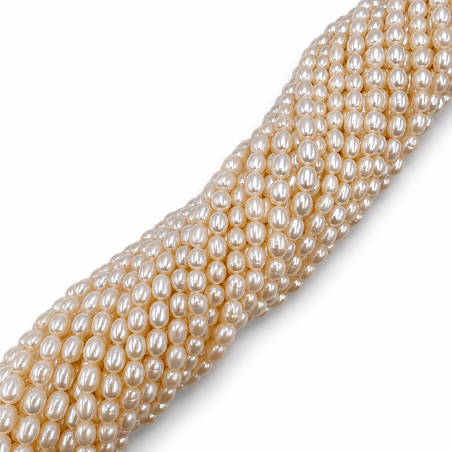 Ferskvandsperler – Rice, Grade AAA (4-4,6x5-6mm) - Uniq Perler - 125453