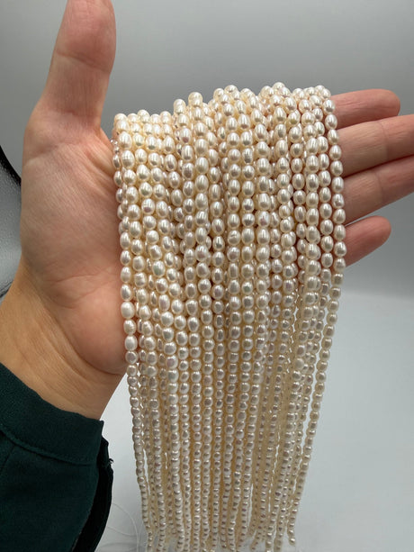 Ferskvandsperler – Rice, Grade AAA (4-4,6x5-6mm) - Uniq Perler - 125453