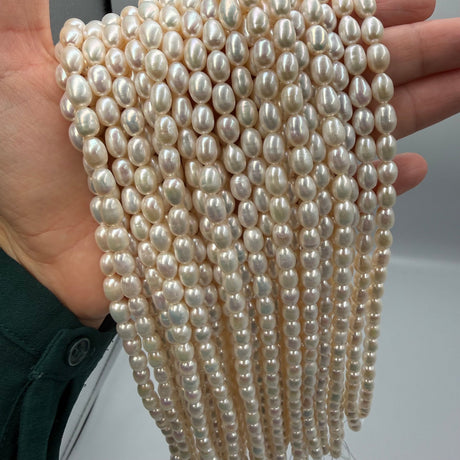 Ferskvandsperler – Rice, Grade AAA (8-9x6mm) - Uniq Perler - 125505