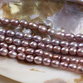 Freshwater pearls - Rice Pearls, Purple, Grade A+ (8 - 9mm), 1 Pc - Uniq Perler - 745788