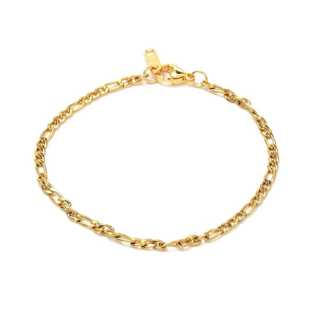 Figaro Armbånd – Rustfrit Stål, 18K Forgyldt (19.5cm) - Uniq Perler - 