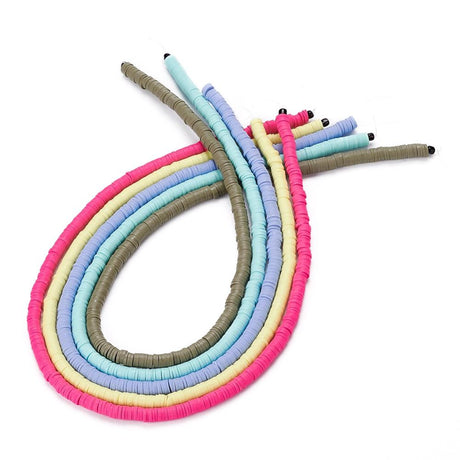 Fimo Perle sæt – Mix Farver (6mm, 5 Strenge + Elastiktråd) - Uniq Perler - 