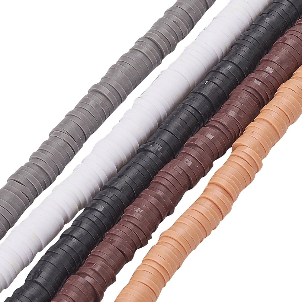 Fimo Bead Set – Mixed Colors (6mm, 5 Strands + Elastic Thread) - Uniq Perler - 