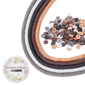 Fimo Perlen Set – Mix Farben (6mm, 5 Stränge + Elastikfaden) - Uniq Perler - 