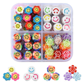 Fimo Perlen - Sortierte Smiley-Modelle, 120 Stück - Uniq Perler - 111522