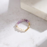 Fingerring med jade og ferskvands perler, 925 sterling sølv - Uniq Perler - 893840