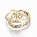 Fingerring Med Zirkonia Til Topboret Perle – Forgyldt, Justerbar (16–19mm) - Uniq Perler - 114126