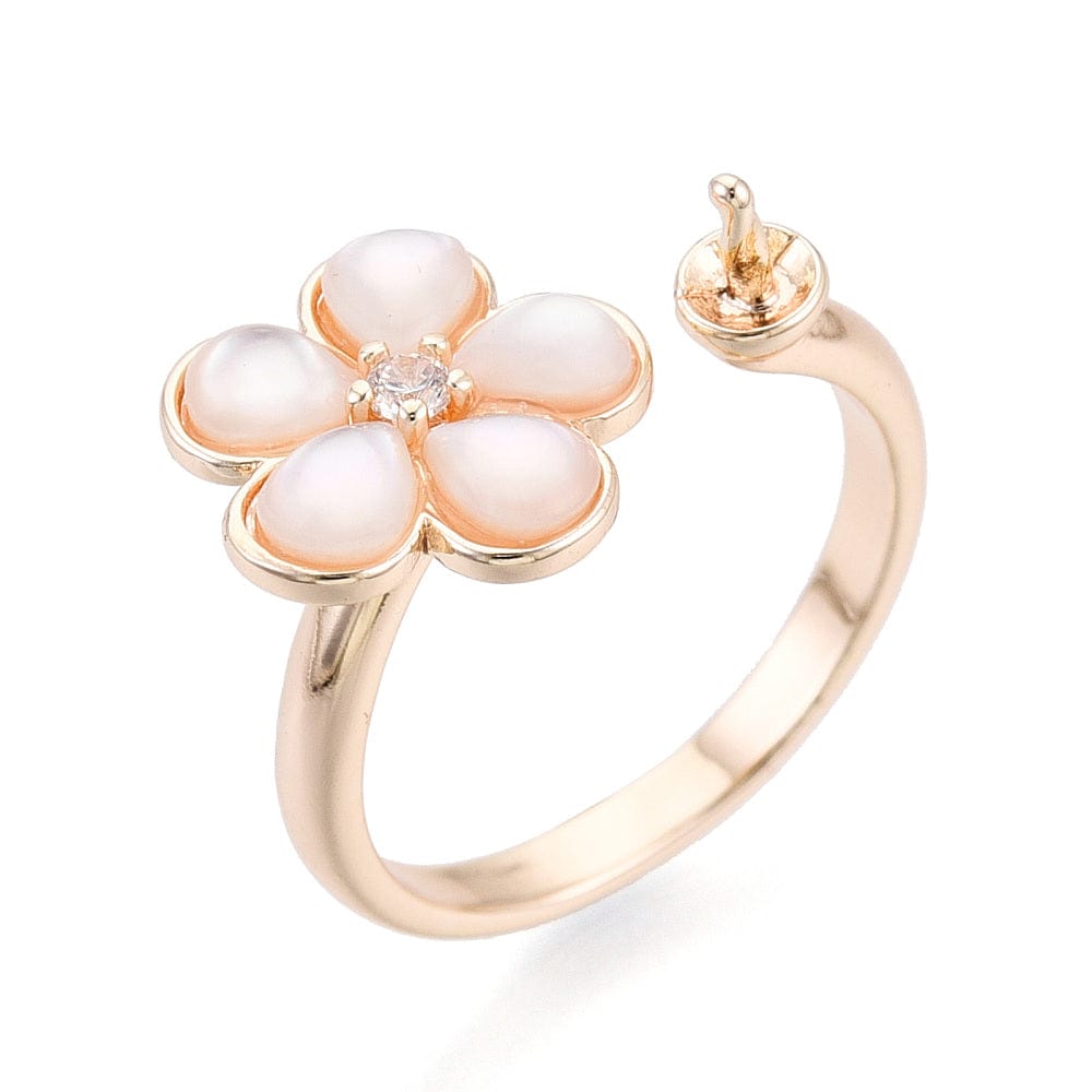 Fingerring Til Topboret Perle – 18K Forgyldt, Justerbar (15 - 18mm) - Uniq Perler - 115453